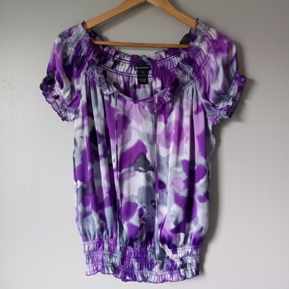 New Directions Purple Print Blouse